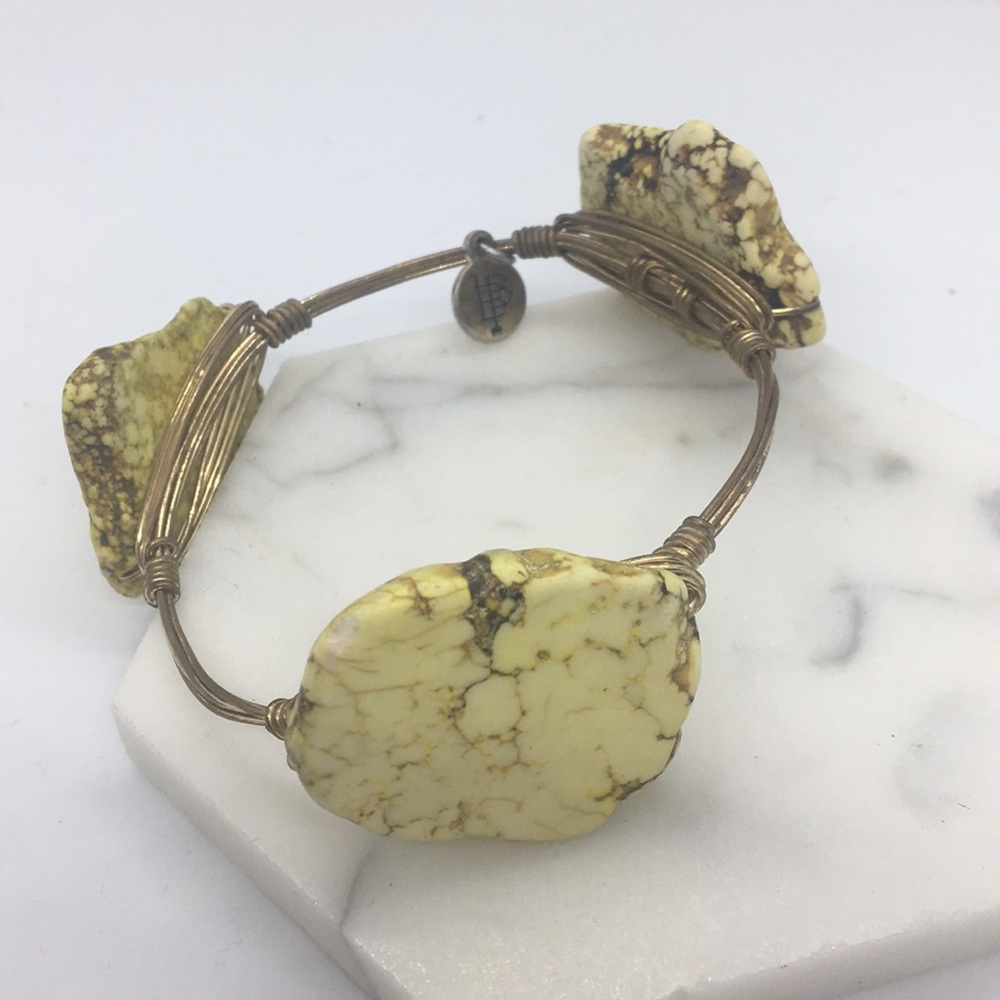 BB Yellow Jasper Slab Wire Bracelet